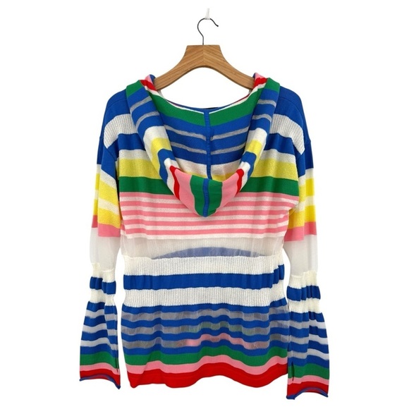 Mira Mikati Striped Cotton Blend Mixed Media Hoodie Sweater Size 40 or US 8 - Picture 5 of 14